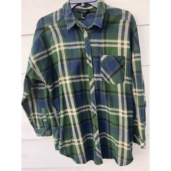 FOREVER 21 boyfriend Plaid flannel shirt size Large - Picture 2 of 8